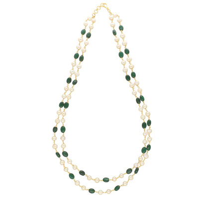 "Lipika 2 Lines Pearl Necklace - JPAPL-23-28 - Click here to View more details about this Product